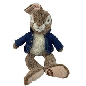 Brown Stuffed Bunny with Blue Jacket